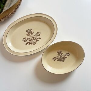 Vintage 1960s Pfaltzgraff Village Set Serving Tray & Vegetable Bowl